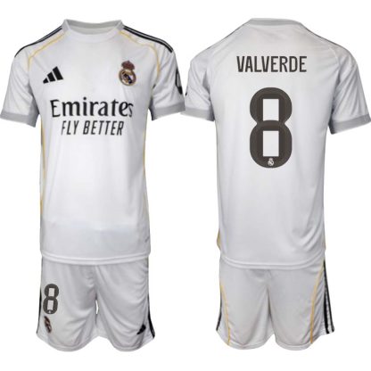 Real Madrid Hemmaställ Herr 2025/26 – Federico Valverde 8 – Kortärmad Fotbollströja + Shorts