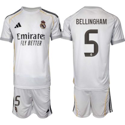 Real Madrid Hemmaställ Herr 2025/26 – Jude Bellingham 5 – Kortärmad Fotbollströja + Shorts