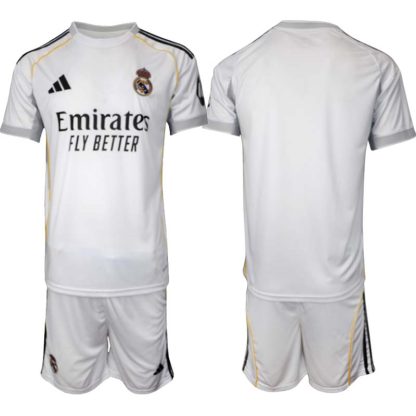 Real Madrid Hemmaställ Herr 2025/26 Kortärmad Fotbollströja + Shorts