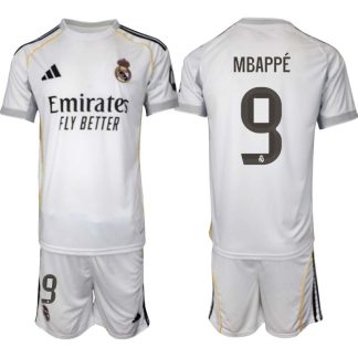 Real Madrid Hemmaställ Herr 2025/26 – Kylian Mbappé 9 – Kortärmad Fotbollströja + Shorts