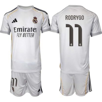 Real Madrid Hemmaställ Herr 2025/26 – Rodrygo 11 – Kortärmad Fotbollströja + Shorts