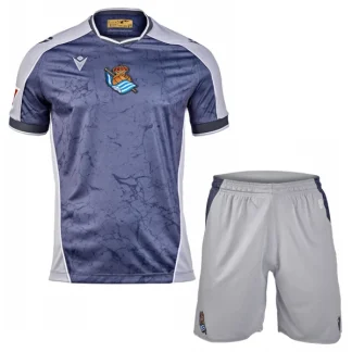 Real Sociedad Barn Bortaställ 2025/26 – Kortärmad Fotbollsställ med Shorts