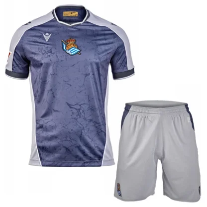 Real Sociedad Barn Bortaställ 2025/26 – Kortärmad Fotbollsställ med Shorts