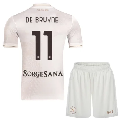 SSC Napoli Barn Bortaställ 2025/26 – Kevin De Bruyne 11 – Kortärmad Fotbollströja + Shorts