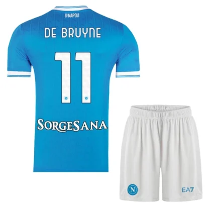 SSC Napoli Barn Hemmaställ 2025/26 – Kevin De Bruyne 11 – Kortärmad Fotbollströja + Shorts