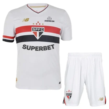 São Paulo FC Barn Hemmaställ 2025/26 – Kortärmad Fotbollströja + Shorts