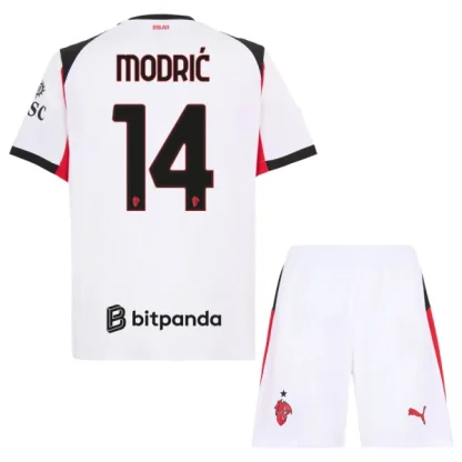 AC Milan Barn Bortaställ 2025/26 – Luka Modrić 14 – Kortärmad Fotbollströja + Shorts