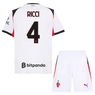 AC Milan Barn Bortaställ 2025/26 – Samuele Ricci 4 – Kortärmad Fotbollströja + Shorts