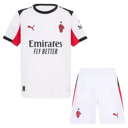 AC Milan Bortaställ 2025/26 Barn Kortärmad Fotbollströja + Shorts