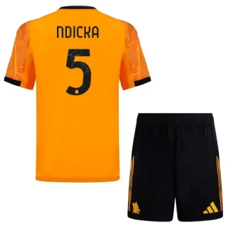 AS Roma Barn Bortaställ 2025/26 Evan Ndicka 5 Kortärmad Tröja + Shorts