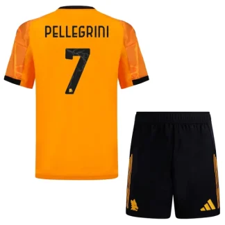 AS Roma Barn Bortaställ 2025/26 Lorenzo Pellegrini 7 Kortärmad Tröja + Shorts