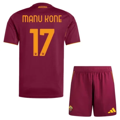 AS Roma Barn Hemmaställ 2025/26 – Manu Kone 17 – Kortärmad Fotbollströja + Shorts