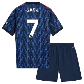 Arsenal Barn Bortaställ 2025/26 – Bukayo Saka 7 – Kortärmad Fotbollströja + Shorts