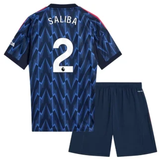 Arsenal Barn Bortaställ 2025/26 – William Saliba 2 – Kortärmad Fotbollströja + Shorts