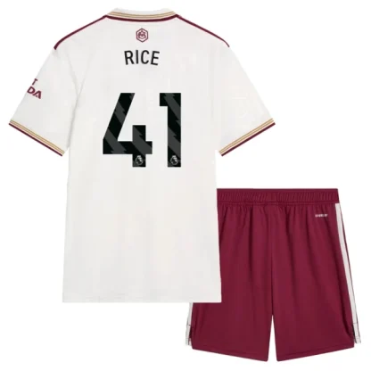 Arsenal Barn Tredjeställ 2025/26 – Declan Rice 41 – Kortärmad Fotbollströja + Shorts