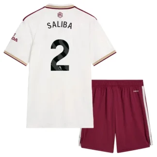 Arsenal Barn Tredjeställ 2025/26 – William Saliba 2 – Kortärmad Fotbollströja + Shorts