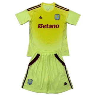 Aston Villa Målvaktsställ Barn 2025-26 Gul – Kortärmad Fotbollströja + Shorts