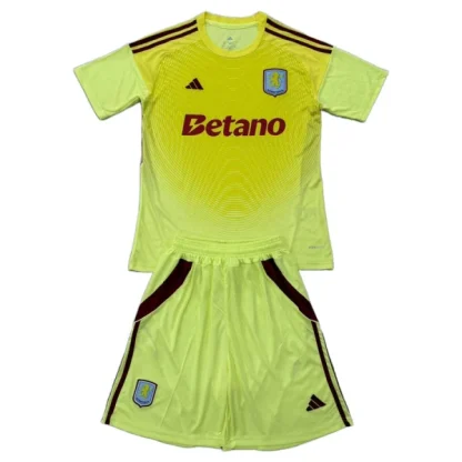 Aston Villa Målvaktsställ Barn 2025-26 Gul – Kortärmad Fotbollströja + Shorts