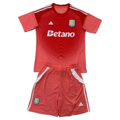 Aston Villa Målvaktsställ Barn 2025-26 Röd – Kortärmad Fotbollströja + Shorts
