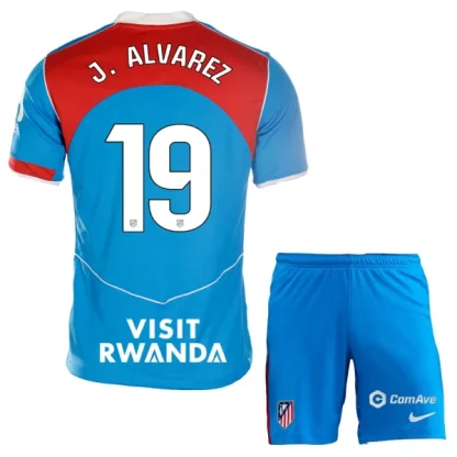 Atlético Madrid Barn Tredjeställ 2025/26 Julián Álvarez 19 Kortärmad Tröja + Shorts