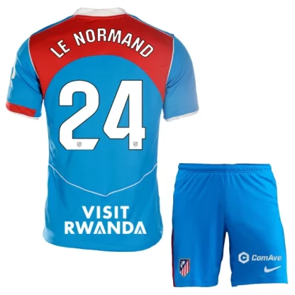 Atlético Madrid Barn Tredjeställ 2025/26 Robin Le Normand 24 Kortärmad Tröja + Shorts