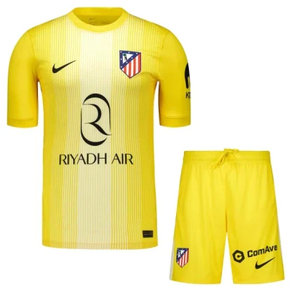 Atlético Madrid Målvaktsställ Barn 2025/26 Jan Oblak 13 Gul/Vit Kortärmad Tröja + Shorts-1