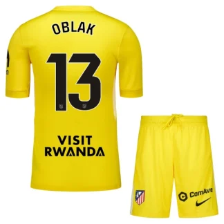 Atlético Madrid Målvaktsställ Barn 2025/26 Jan Oblak 13 Gul/Vit Kortärmad Tröja + Shorts