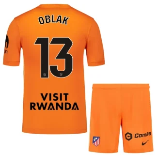 Atlético Madrid Målvaktsställ Barn 2025/26 Jan Oblak 13 Orange Kortärmad Tröja + Shorts