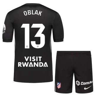 Atlético Madrid Målvaktsställ Barn 2025/26 Jan Oblak 13 Svart Kortärmad Tröja + Shorts