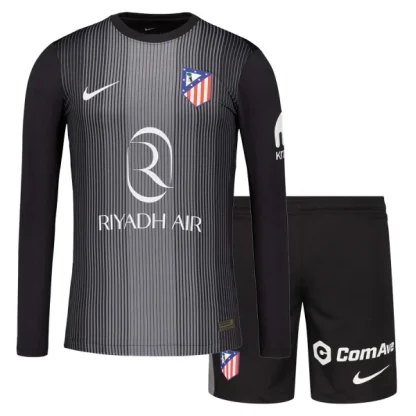 Atlético Madrid Målvaktsställ Barn 2025/26 Svart Långärmad Tröja + Shorts