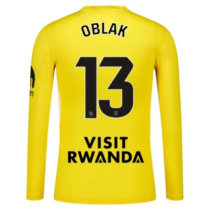 Atlético Madrid Målvaktströja Herr 2025-26 Jan Oblak 13 Gul/Vit Långärmad Fotbollströja