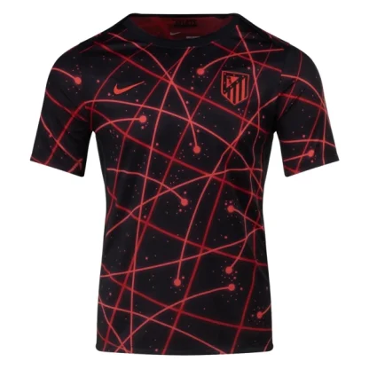 Atlético Madrid Pre-Match Tröja Herr 2025/26 Svart/Röd Kortärmad Fotbollströja