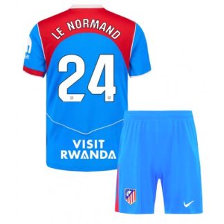 Atlético Madrid Tredjeställ 2025/26 Barn Robin Le Normand #24 Kortärmad Fotbollströja + Shorts
