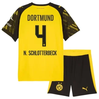 Borussia Dortmund Barn Hemmaställ 2025/26 – Nico Schlotterbeck 4 – Kortärmad Fotbollströja + Shorts