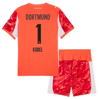 Borussia Dortmund Röd Målvaktsdräkt Barn 2025/26 – Gregor Kobel 1 – Kortärmad Fotbollströja + Shorts