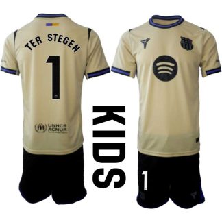 FC Barcelona Barn Bortaställ 2025/26 – Marc-André ter Stegen 1 – Kortärmad Fotbollströja + Shorts