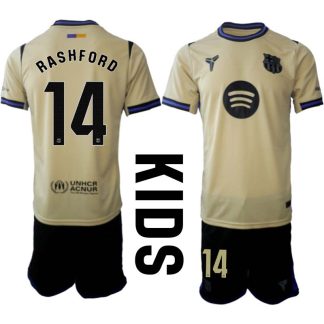 FC Barcelona Barn Bortaställ 2025/26 – Marcus Rashford 14 – Kortärmad Fotbollströja + Shorts