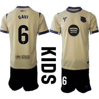 FC Barcelona Barn Bortaställ 2025/26 – Paez Gavi 6 – Kortärmad Fotbollströja + Shorts
