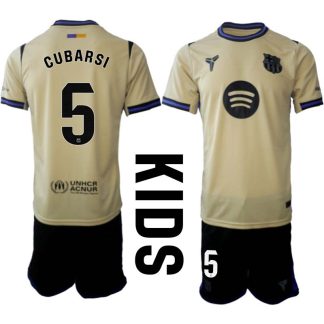 FC Barcelona Barn Bortaställ 2025/26 – Pau Cubarsí 5 – Kortärmad Fotbollströja + Shorts