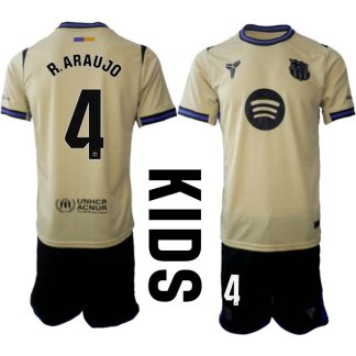FC Barcelona Barn Bortaställ 2025/26 – Ronald Araujo 4 – Kortärmad Fotbollströja + Shorts