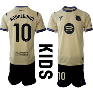 FC Barcelona Barn Bortaställ 2025/26 – Ronaldinho 10 – Kortärmad Fotbollströja + Shorts