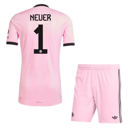 FC Bayern München Målvaktsställ Barn 2025/26 Rosa Manuel Neuer 1 Kortärmad Fotbollströja + Shorts