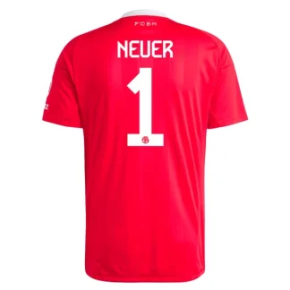 FC Bayern München Tredje Målvaktströja Herr 2025/26 Röd Manuel Neuer 1 Kortärmad Fotbollströja