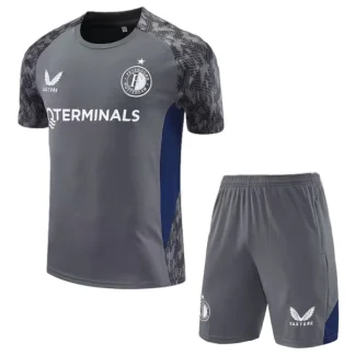 Feyenoord Träningsställ Barn 2025-26 Grå Kortärmad Tröja + Shorts