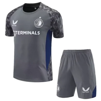 Feyenoord Träningsställ Barn 2025-26 Grå Kortärmad Tröja + Shorts