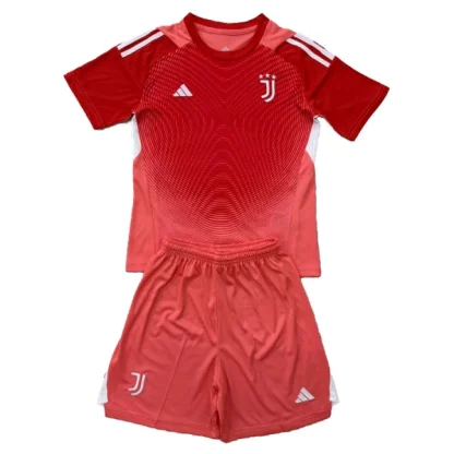 Juventus Barn Målvaktsställ 2025-26 Röd Kortärmad Tröja + Shorts