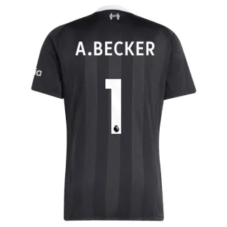 Liverpool 2025-26 Målvaktströja Herr Svart Alisson Becker 1 Kortärmad Fotbollströja