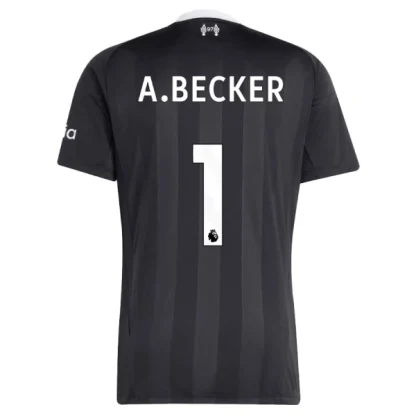 Liverpool 2025-26 Målvaktströja Herr Svart Alisson Becker 1 Kortärmad Fotbollströja