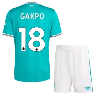 Liverpool Barn Tredjeställ 2025/26 Cody Gakpo 18 Kortärmad Tröja + Shorts