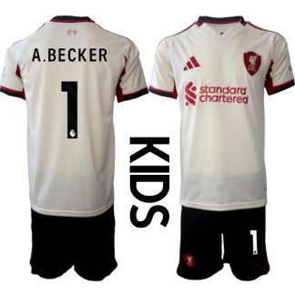 Liverpool FC Barn Bortaställ 2025/26 Alisson Becker 1 Kortärmad Tröja + Shorts